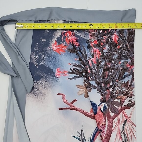 Urban Lux Resort Women's 3 Piece Bikini Sarong Tropical Silver Pink Print Size S - Picture 15 of 16